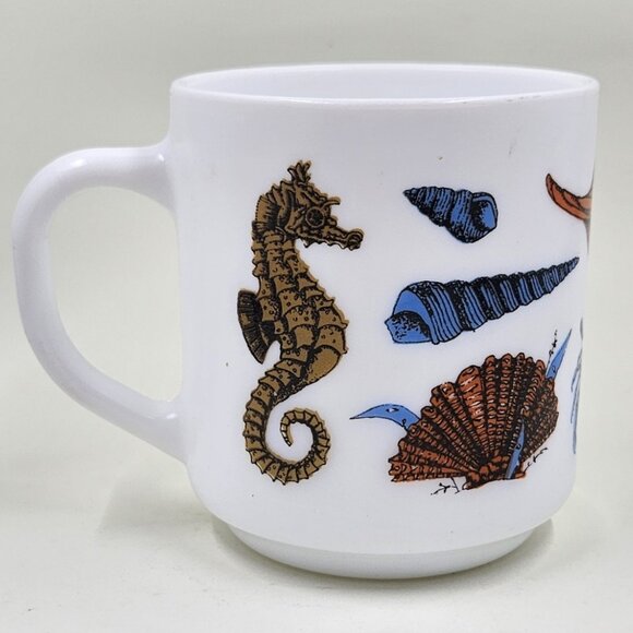 Vintage Arcopal France Sea Life Coffee Mug Signed R Carman EUC! - Picture 1 of 16